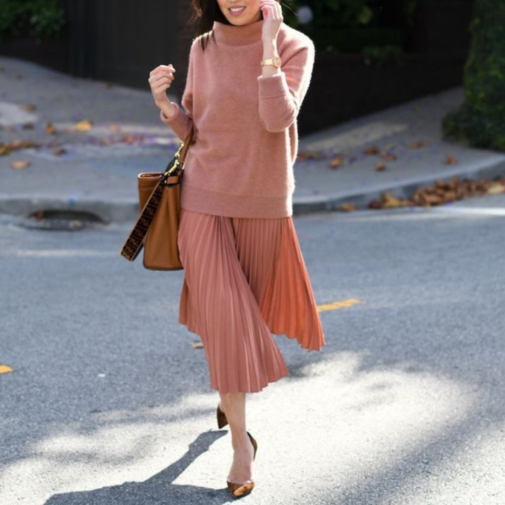 Vince Pleated Crepe De Chine Wrap Skirt, Size S/4 , Vintage Rose